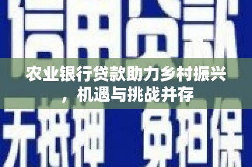 新竹农业银行贷款助力乡村振兴，机遇与挑战并存